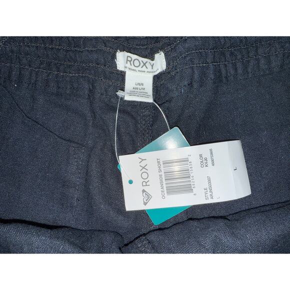 Roxy Oceanside Linen Shorts Elastic Waist Drawstring Pockets Womens Size Large - Picture 4 of 4